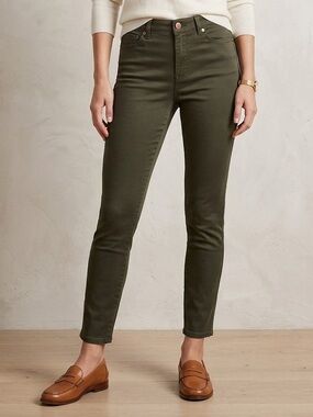Seven7 High Rise Skinny Olive Green Stretch Jeans, Women’s Size 10